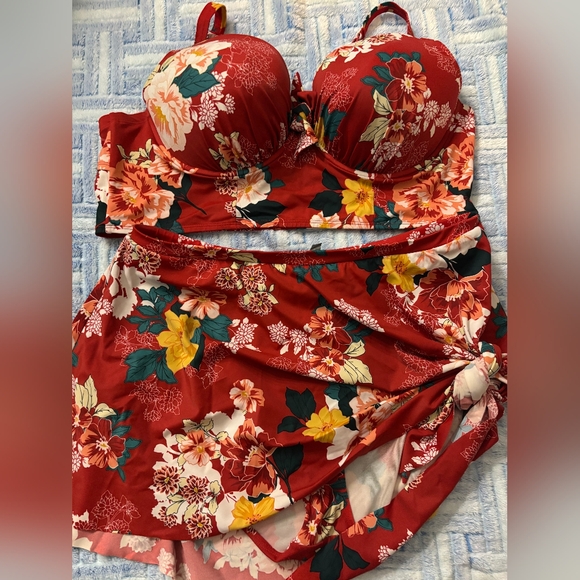 Torrid Orange Red Sleeveless Bustier Bodysuit - Picture 2 of 4